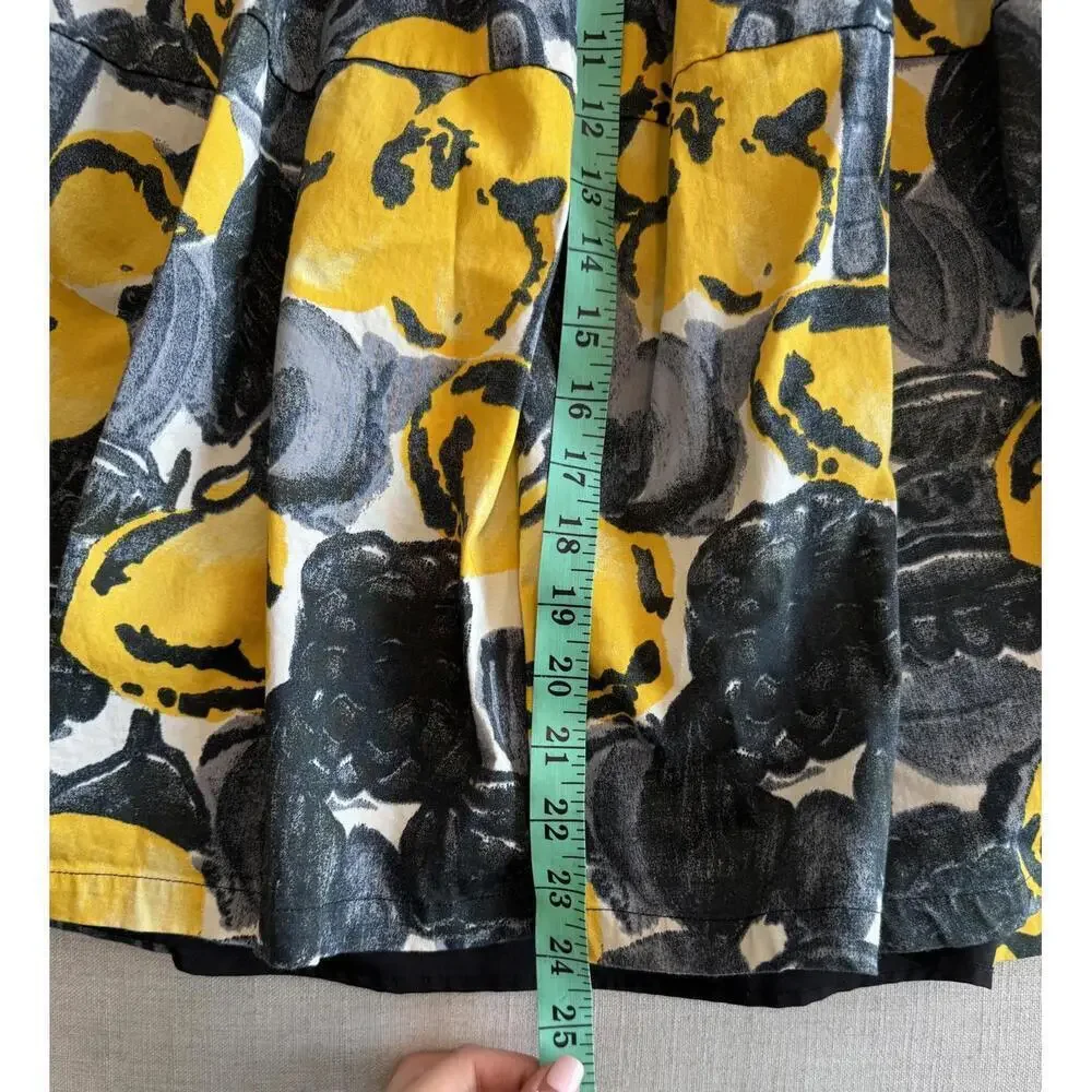 Samantha Sung Belted Lemon Print Knee Length Skirt Size 2